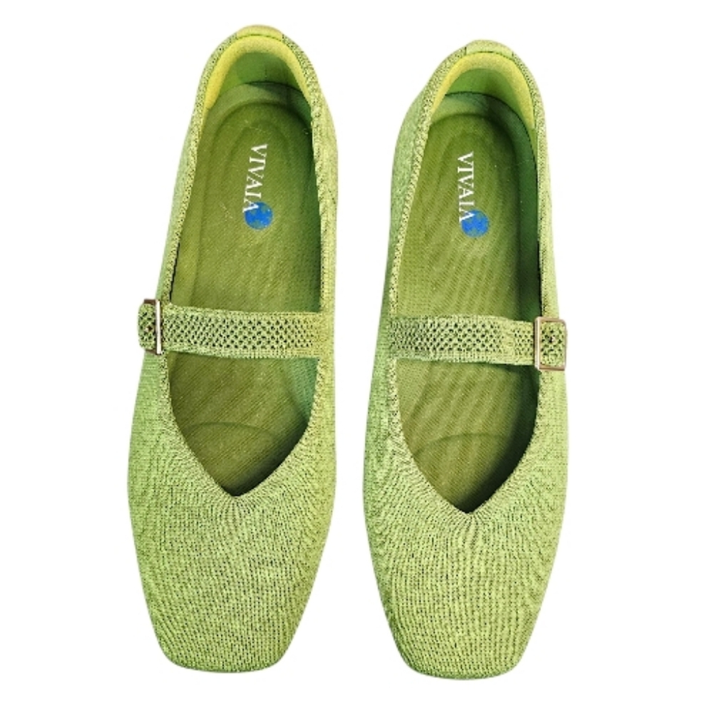 NWOT Vivaia Margot Pistachio Ombre Square Toe Mary Jane Flats Sz 37 Balletcore - Picture 13 of 15